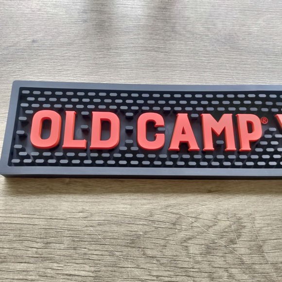 Old Camp Whiskey Spill Rail Bar Mat 21"x3.5" Rubber NEW - Picture 2 of 4